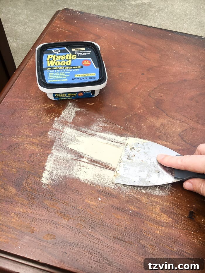 Revive Your Furniture: The Easy Paint Transformation 10 repairing furniture veneer holes
