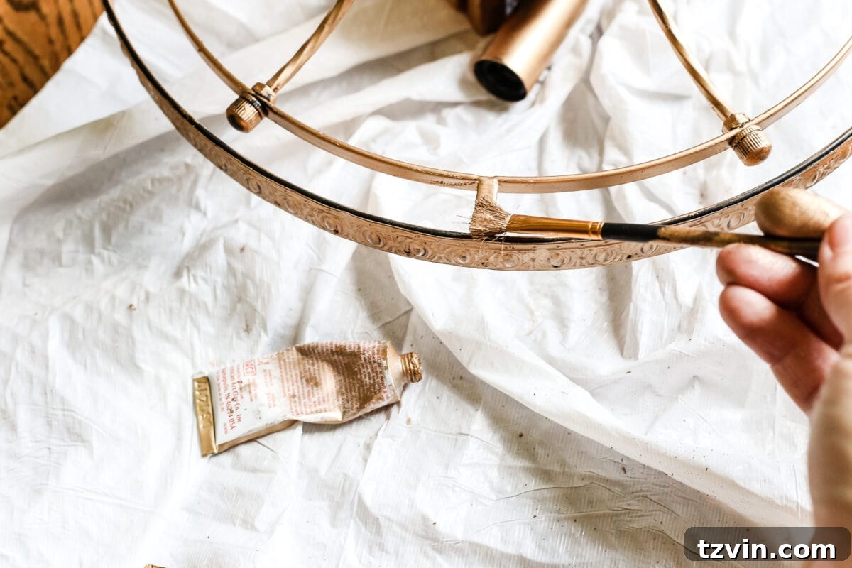 Antique Gold Frosted Crystal Light Fixture Reimagined 8 Using an Artist Brush
