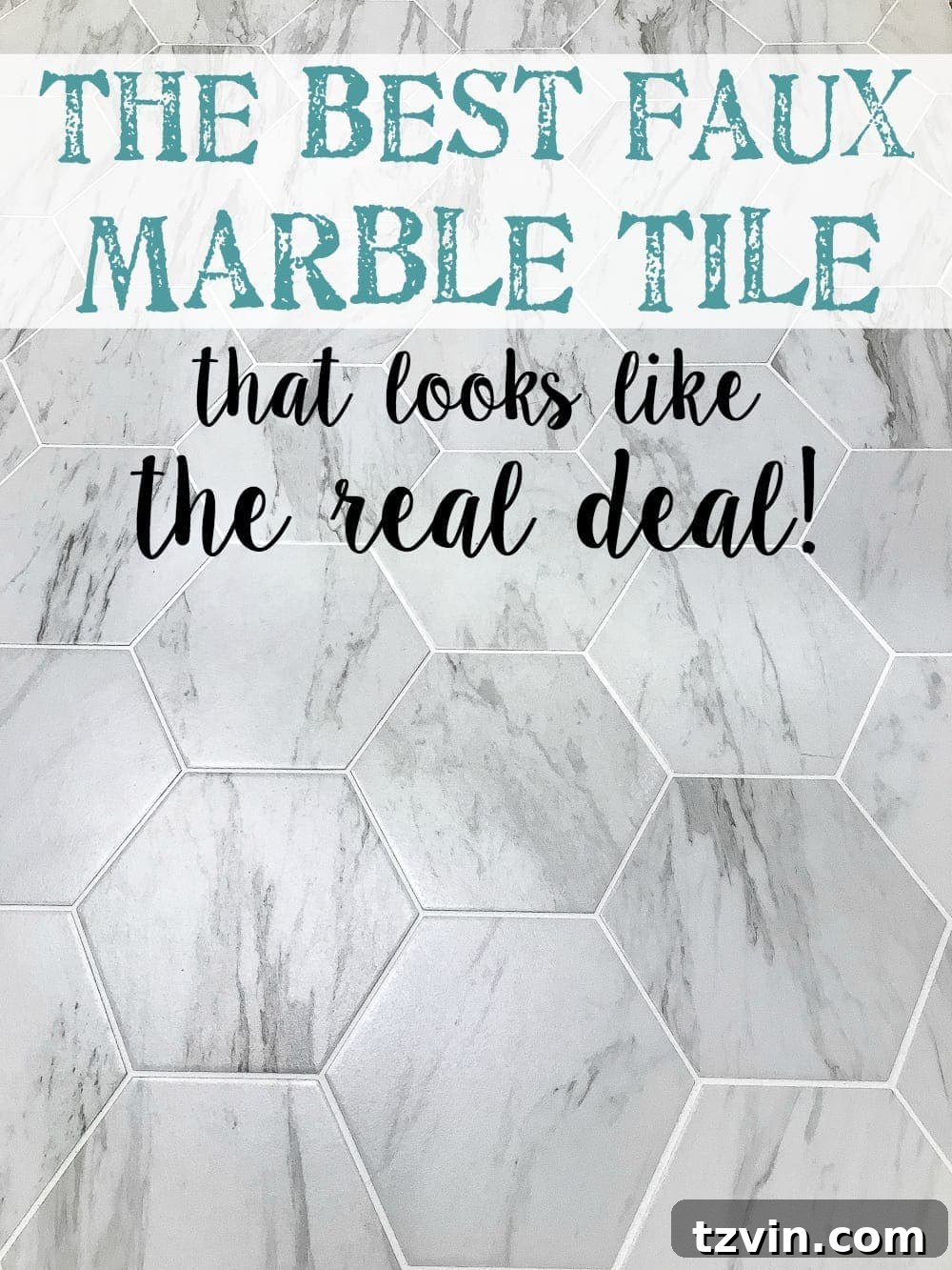 Powder Room Radiance: Faux Marble Tile Floor Upgrade 12 The Best Faux Marble Tile for a Powder Room Makeover: A comprehensive guide on why choosing faux marble hexagon tile and hiring a contractor can transform your bathroom on a budget. Pin this for future home improvement inspiration!