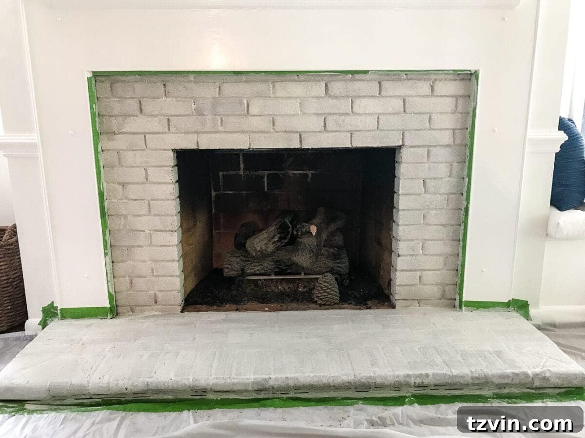 lime applied to bricks on a fireplace