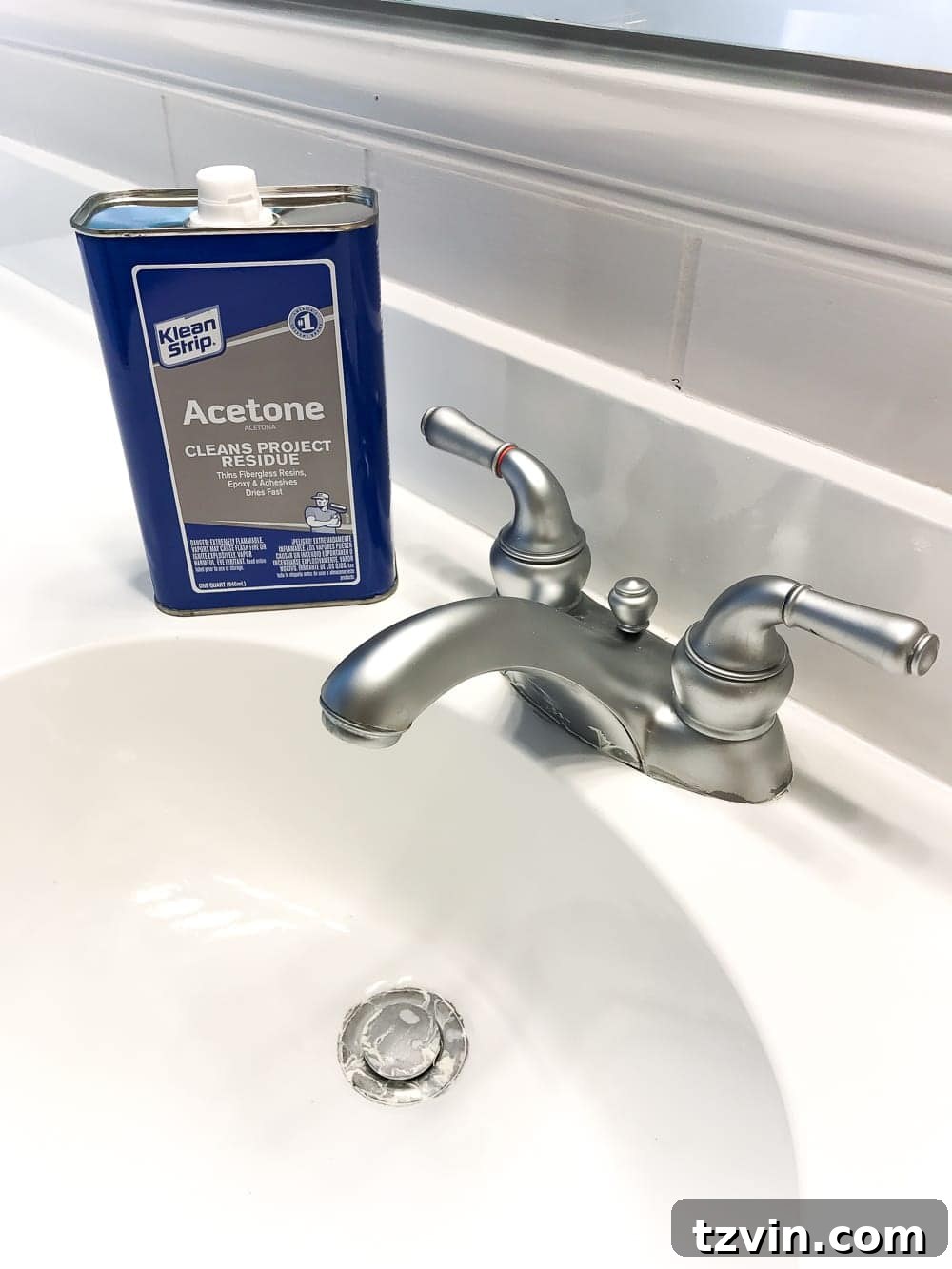 Transform Your Bathroom Counter with Paint 19 Use acetone and Q-tips to clean up epoxy paint spots