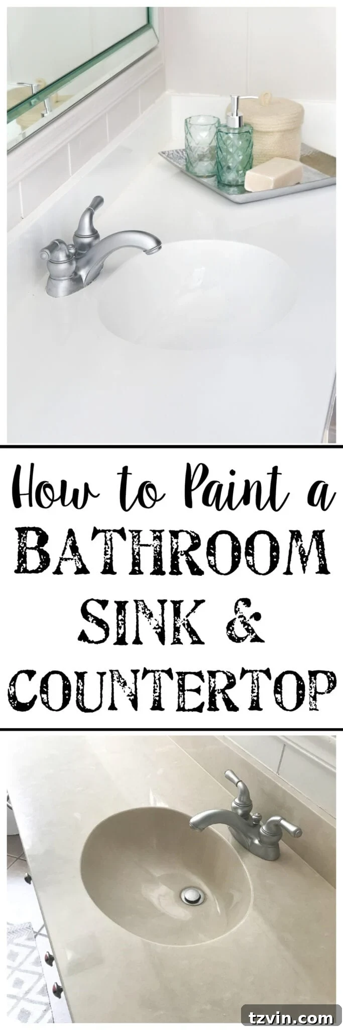 Transform Your Bathroom Counter with Paint 26 how to paint a bathroom sink countertop with before and after images for Pinterest