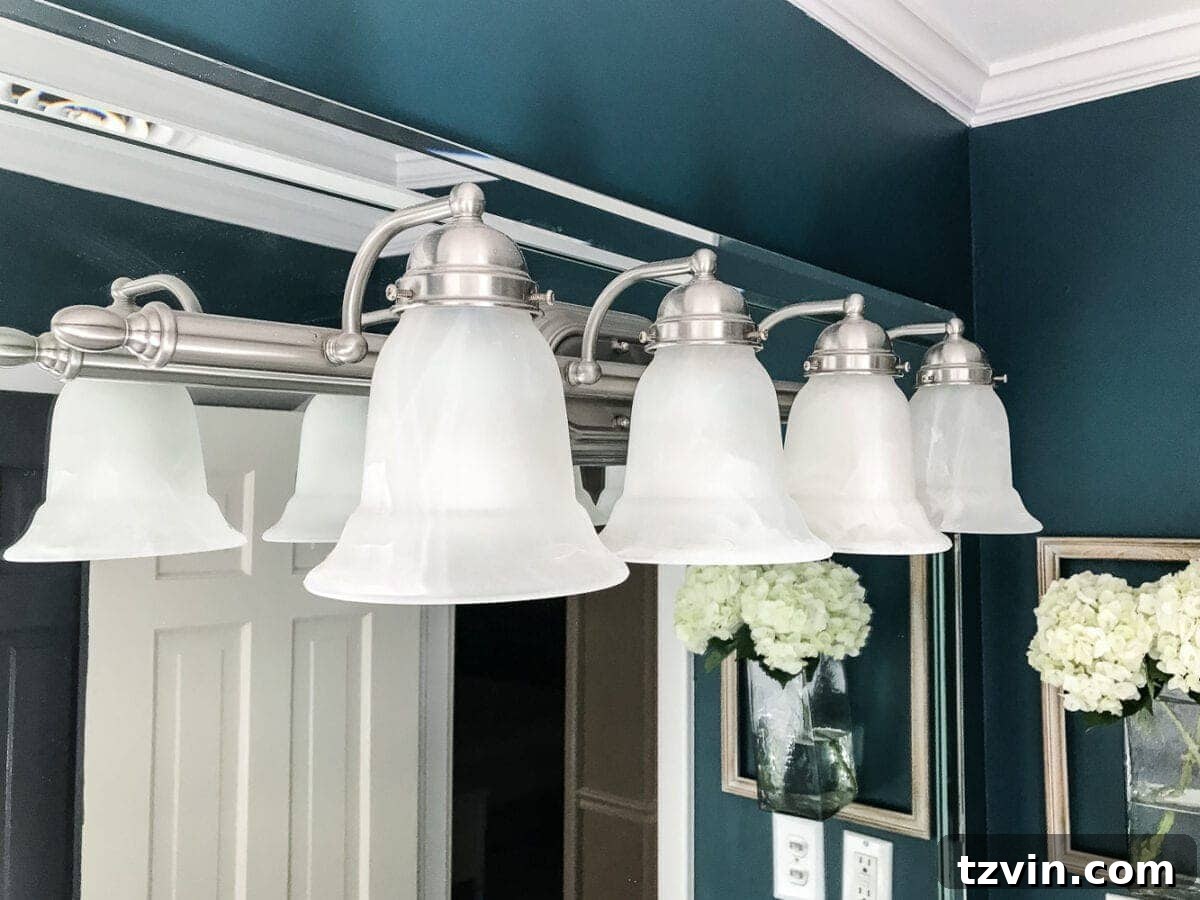 Effortless Light Fixture Update 2 The Easiest Way to Refresh a Light Fixture | blesserhouse.com - One simple way to refresh a bathroom vanity light fixture inexpensively and in under 5 minutes without any electrical work. #lightfixture #simplediy