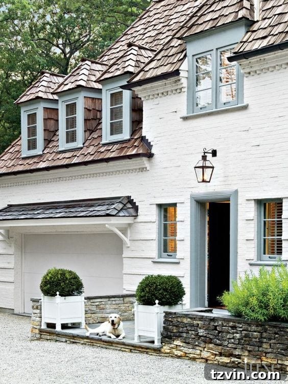 Transforming Brick Exteriors with Limewash 14 Limewash Brick Exterior Plans | blesserhouse.com - A full exterior brick house makeover plan using real slaked limewash paint and trim color options for a classic European look.