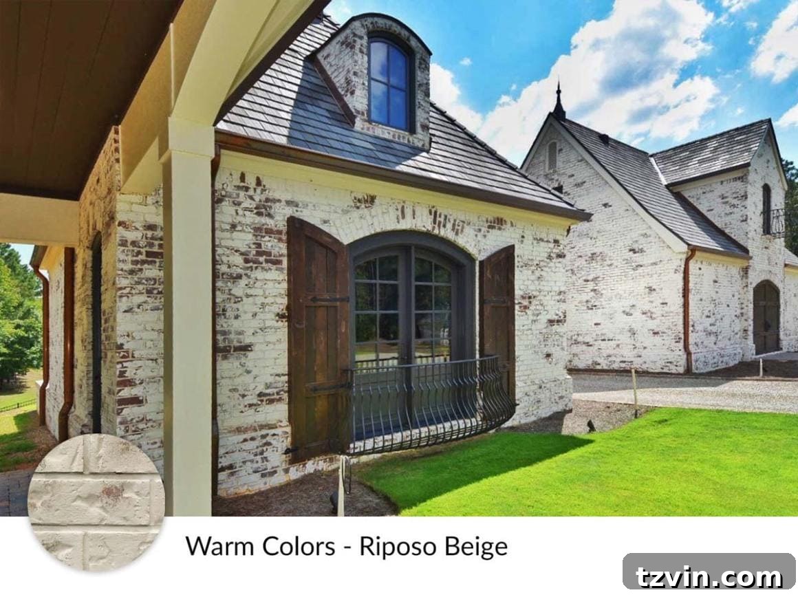 Transforming Brick Exteriors with Limewash 8 Limewash Brick Exterior Plans | blesserhouse.com - A full exterior brick house makeover plan using real slaked limewash paint and trim color options for a classic European look.