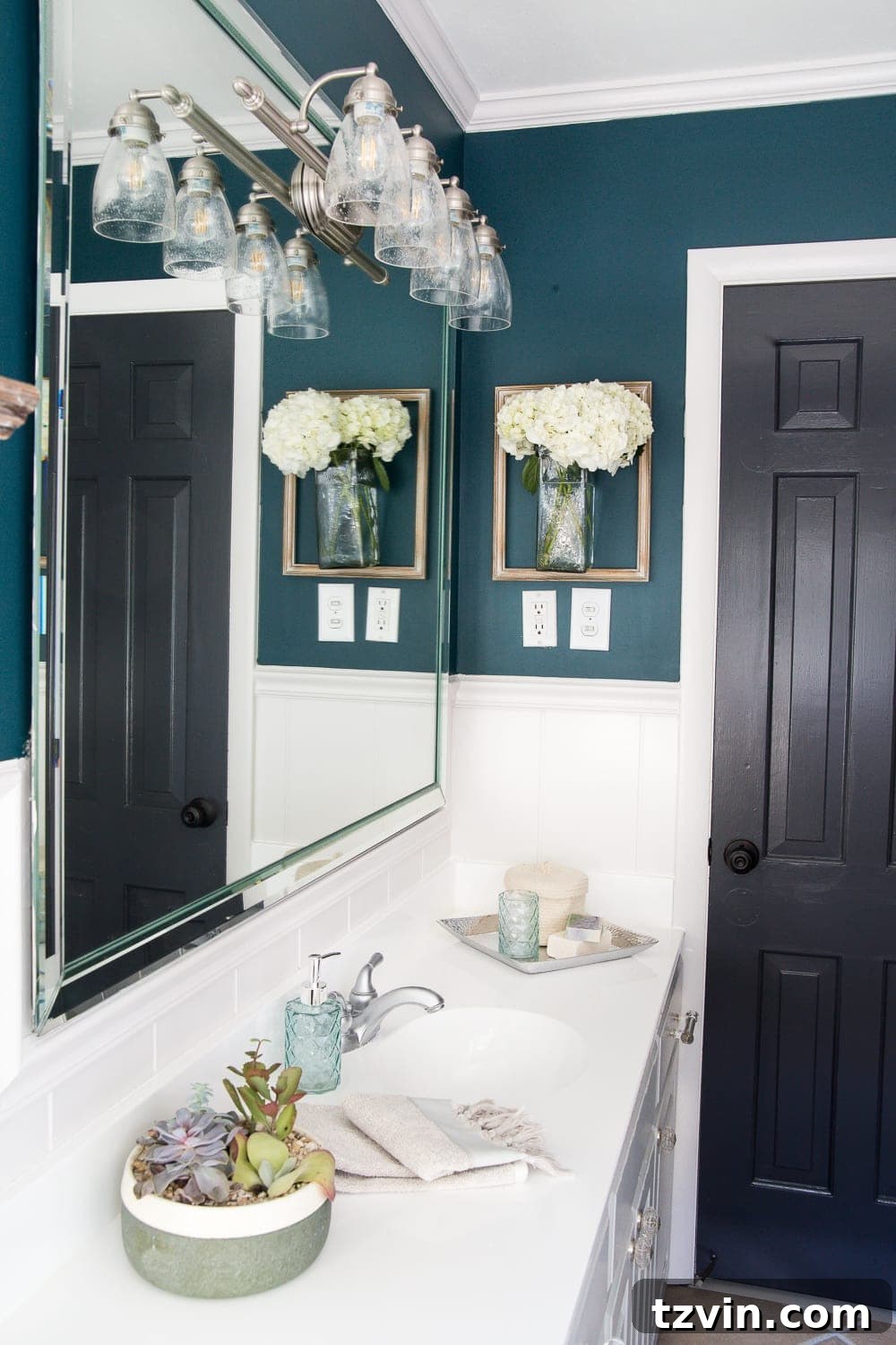 Dual Purpose Dream Bathroom Reveal 19 Kid's / Guest Bathroom Makeover on a Budget | blesserhouse.com - A shared kid's / guest bathroom gets a full makeover for less than $500 using just paint, DIY tutorials, and decorating tricks. #bathroom #homeimprovement