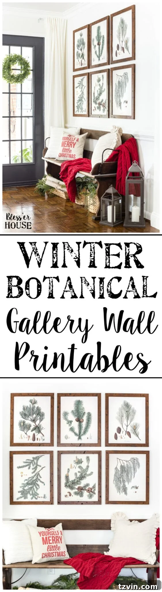 Winter Botanical Printable Wall Art Set 10 Pin for later: Free Winter Botanical Gallery Wall Printables for Christmas Entryway