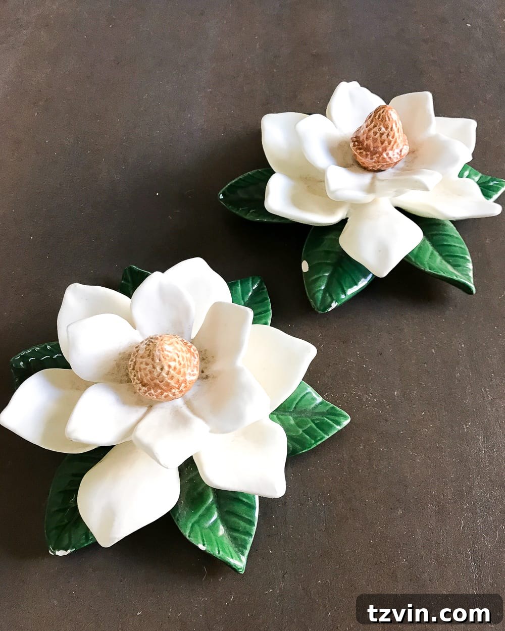 Painting to Mimic Concrete 2 Finished magnolia figurines painted with concrete paint