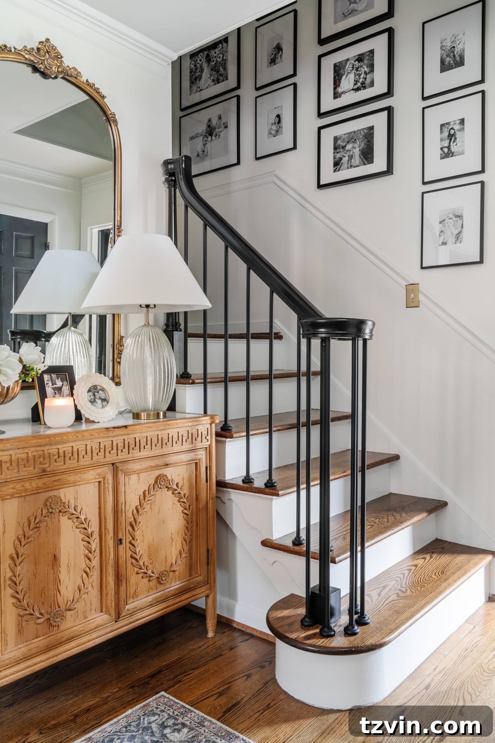 Perfect Gallery Wall Installation 22 staircase gallery wall with black and white family photos