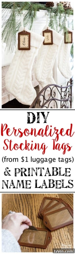 Personalized Printable Stocking Tags Made Simple 10 DIY Personalized Stocking Tags & Printable Name Labels | blesserhouse.com - An inexpensive and chic way to make your own stocking tags plus free name label printables. #christmasstockings #stockings #christmasprintable