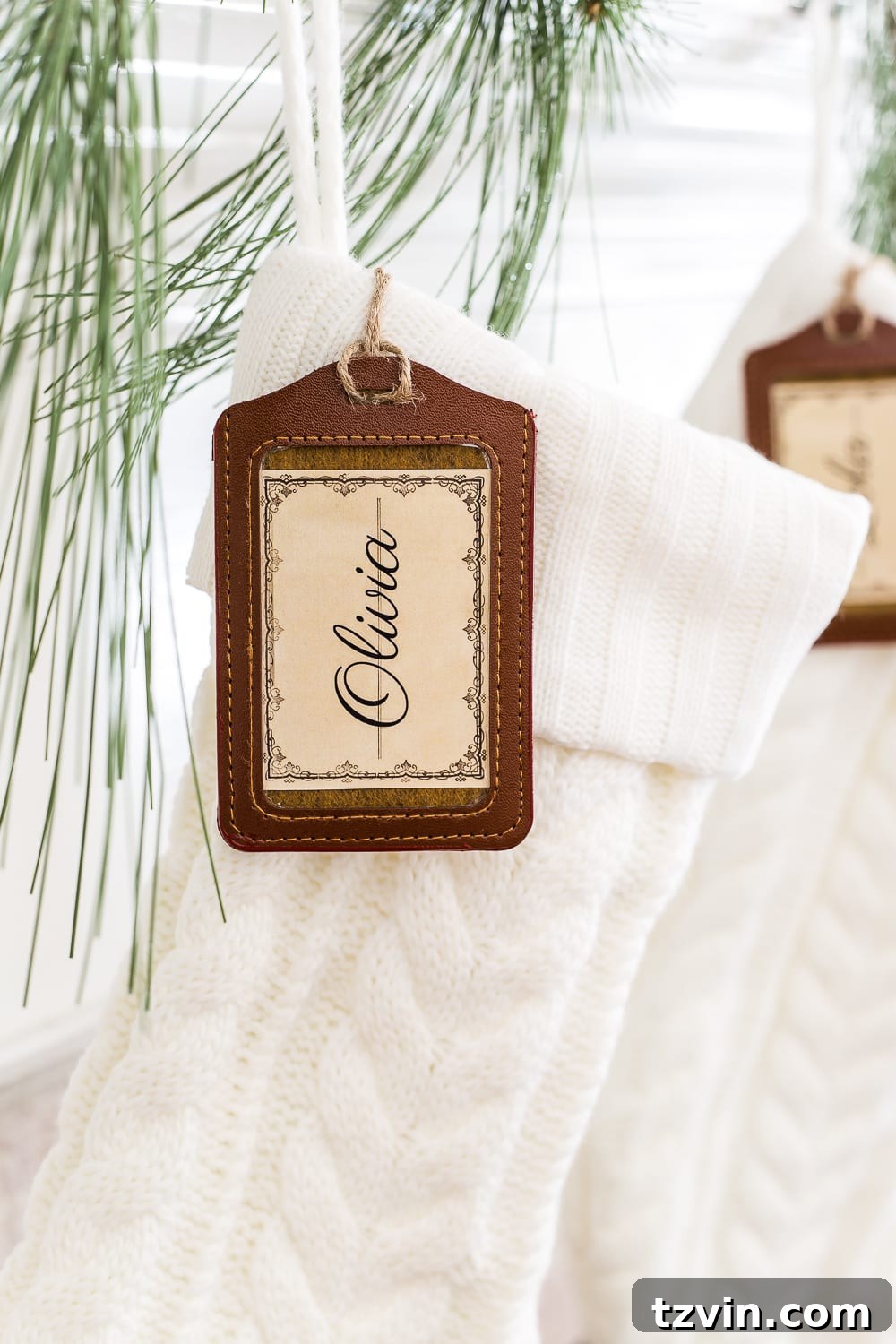 Personalized Printable Stocking Tags Made Simple 5 DIY Personalized Stocking Tags & Printable Name Labels | blesserhouse.com - An inexpensive and chic way to make your own stocking tags plus free name label printables. #christmasstockings #stockings #christmasprintable