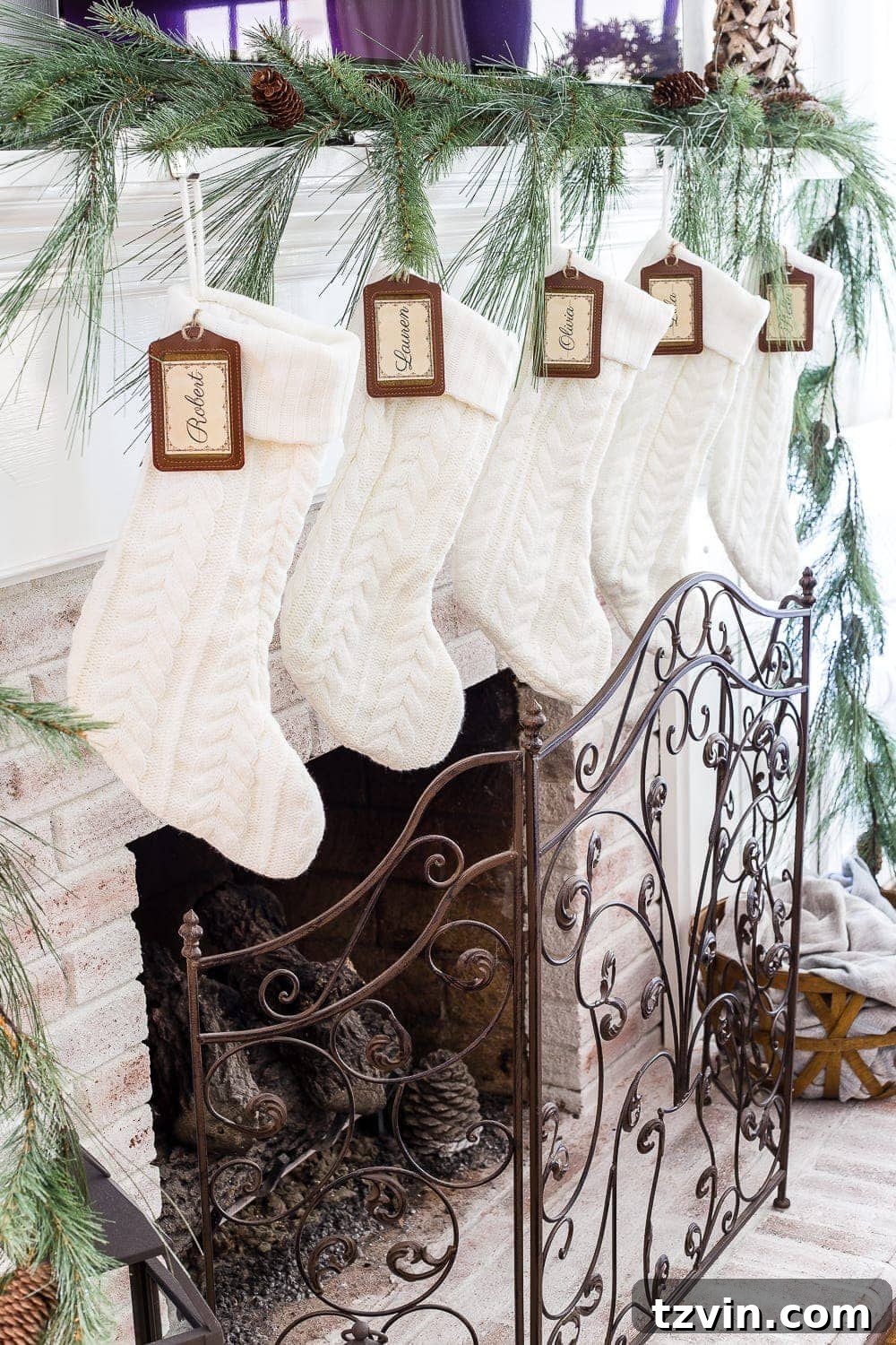 Personalized Printable Stocking Tags Made Simple 7 DIY Personalized Stocking Tags & Printable Name Labels | blesserhouse.com - An inexpensive and chic way to make your own stocking tags plus free name label printables. #christmasstockings #stockings #christmasprintable