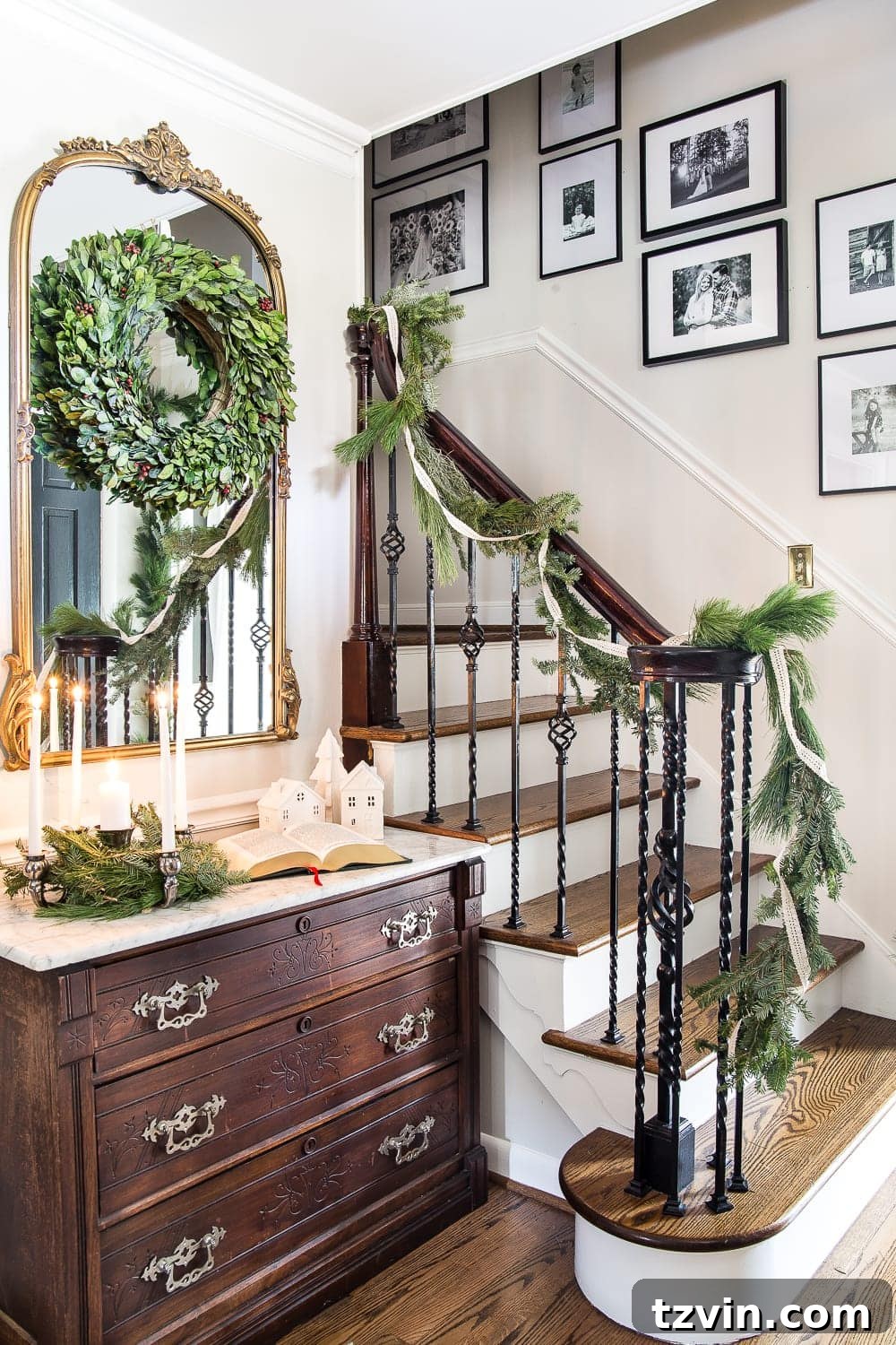 A Yuletide Entrance 3 Christmas foyer decorated for the holidays