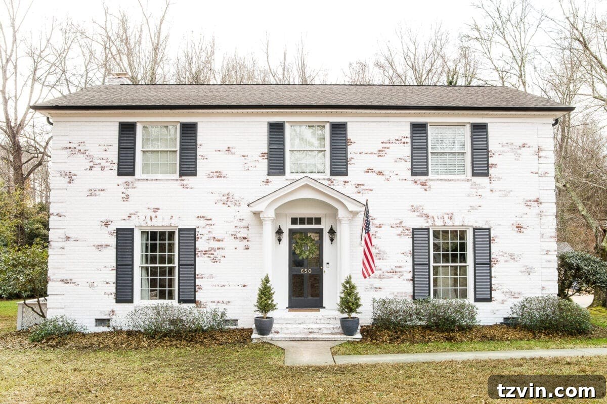 limewashed brick house makeover