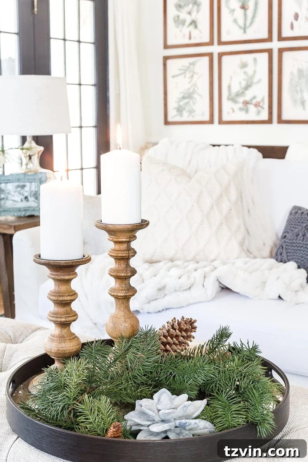 Rekindle Home Comfort After the Christmas Cheer 5 Bring life indoors with simple winter greenery and fresh flowers. A key element of Hygge home decor after Christmas.