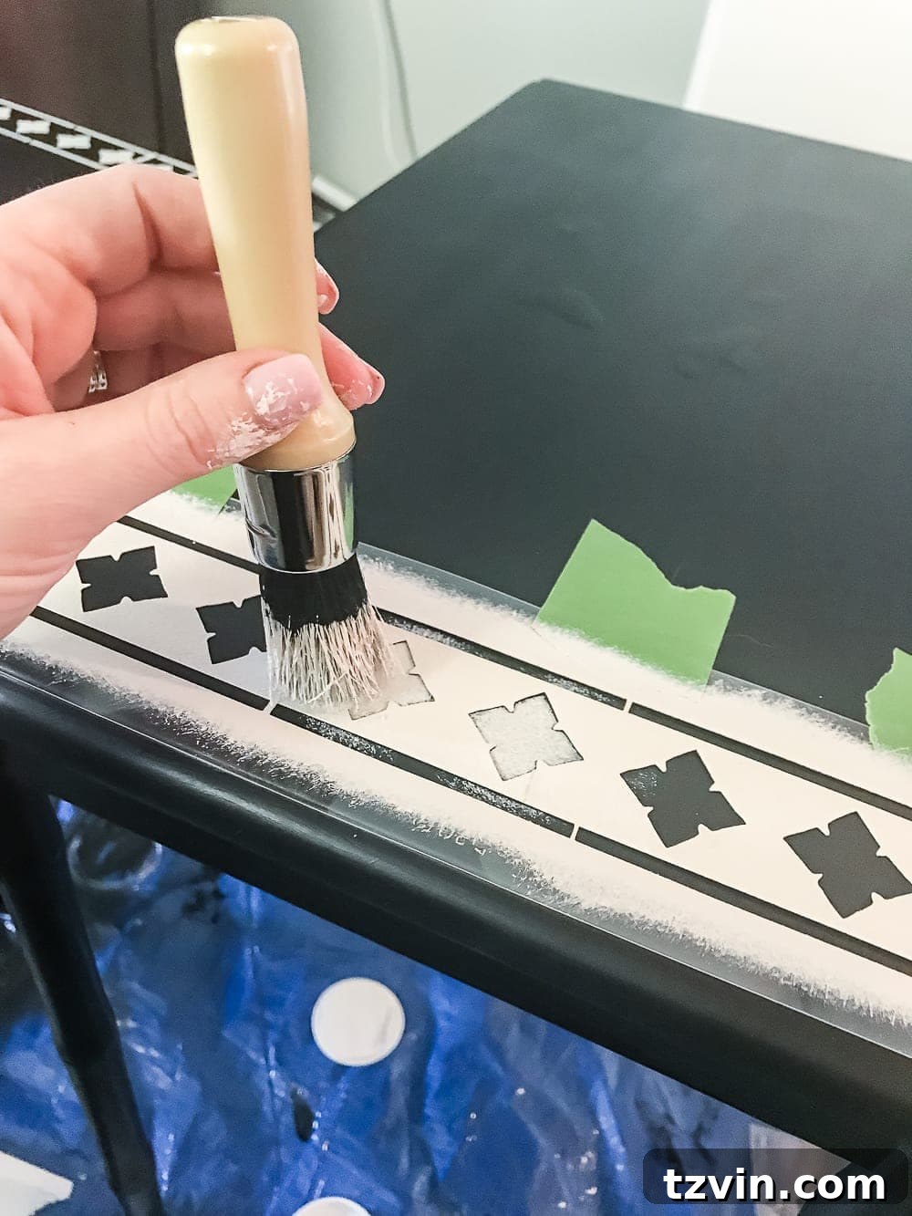 Faux Bone Inlay Nesting Table Revival 6 Faux Bone Inlay Nesting Tables Makeover | blesserhouse.com - How to stencil furniture to look like an Indian bone inlay Anthropologie piece plus more thrift store furniture makeover ideas. #furnituremakeover #knockoff #thrift #stencil