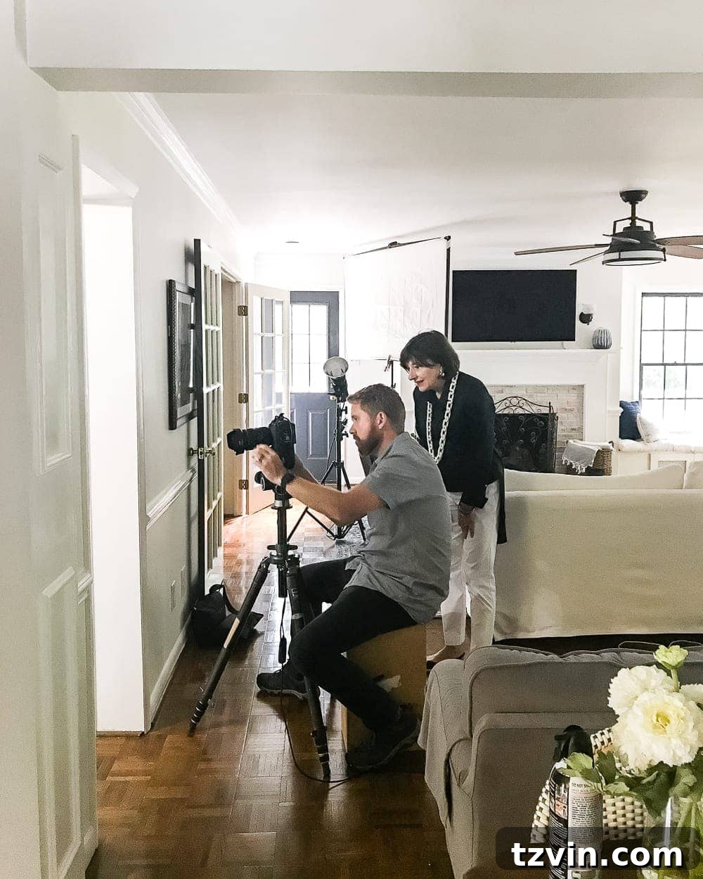 Behind the Scenes with Better Homes and Gardens 5 Behind-the-scenes view of interior photography during a Better Homes and Gardens photoshoot, with detailed camera setup and lighting to capture the perfect home decor shot. #interiorphotography #photoshootdetails #bhgstyle #homestaging
