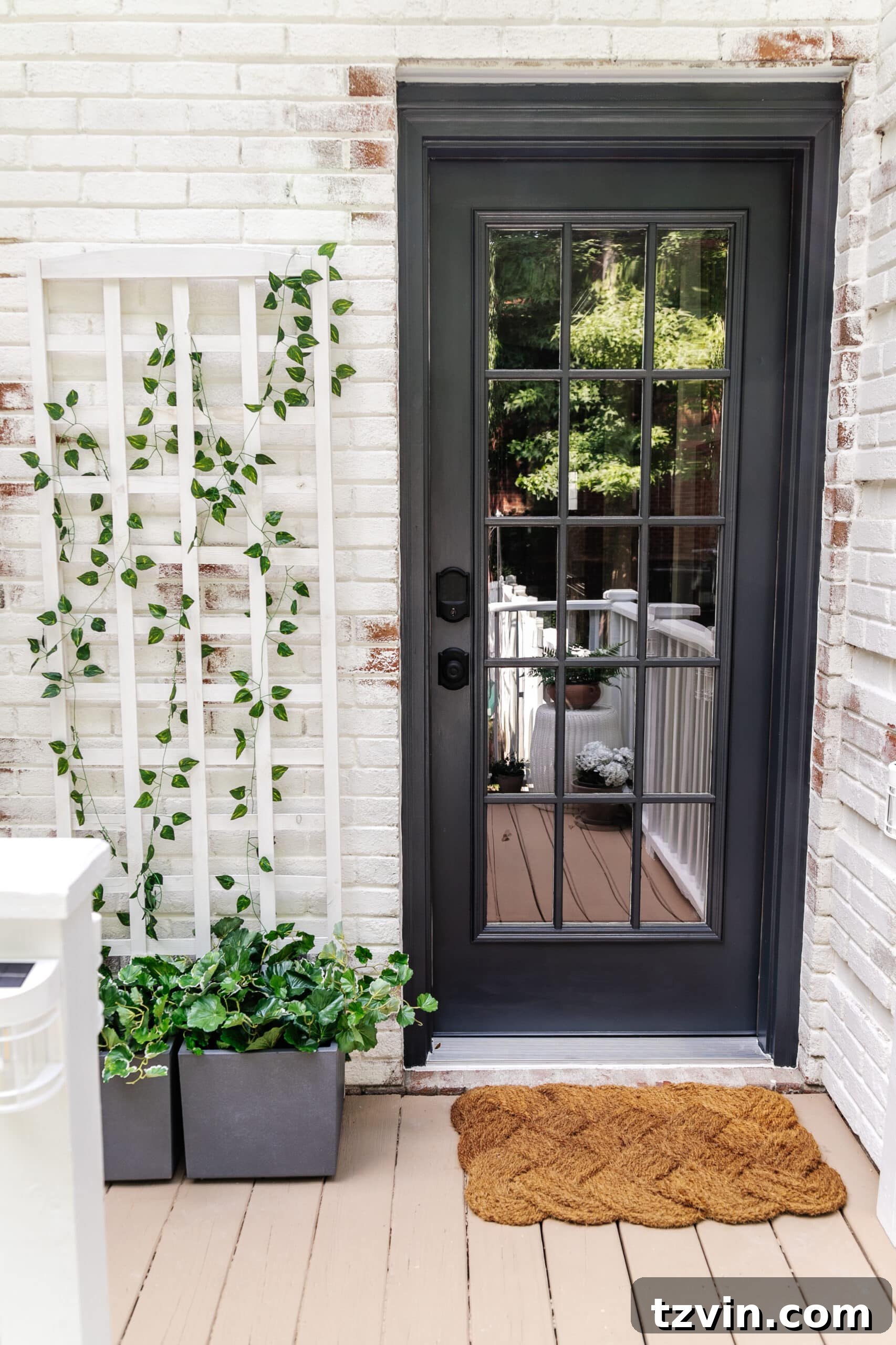 exterior French door on a side porch, showcasing improved home access