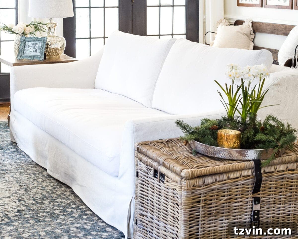 IKEA Farlov Sofa Eight Months On A Long Term Update 2 A complete review the IKEA Farlov sofa- how it holds up after 8 months with 2 dogs and a preschooler, the pros and cons of owning one, and tips to keep it looking bright white. #sofa #ikea #farlov #slipcover #furniture #livingroom