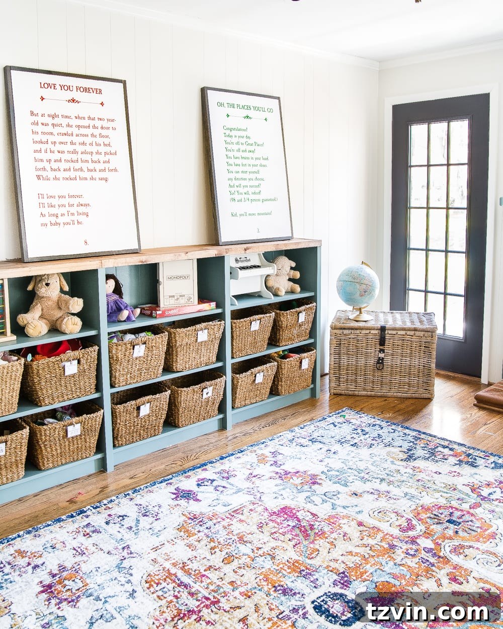 Playroom Organization: Printable Labels & Smart Storage 10 A free printable set of toy organization labels for bins with pictures and legible font to make clean up easier for pre-reading children. #playroom #toyorganization #organizing #toyorganizing #freeprintables #labels
