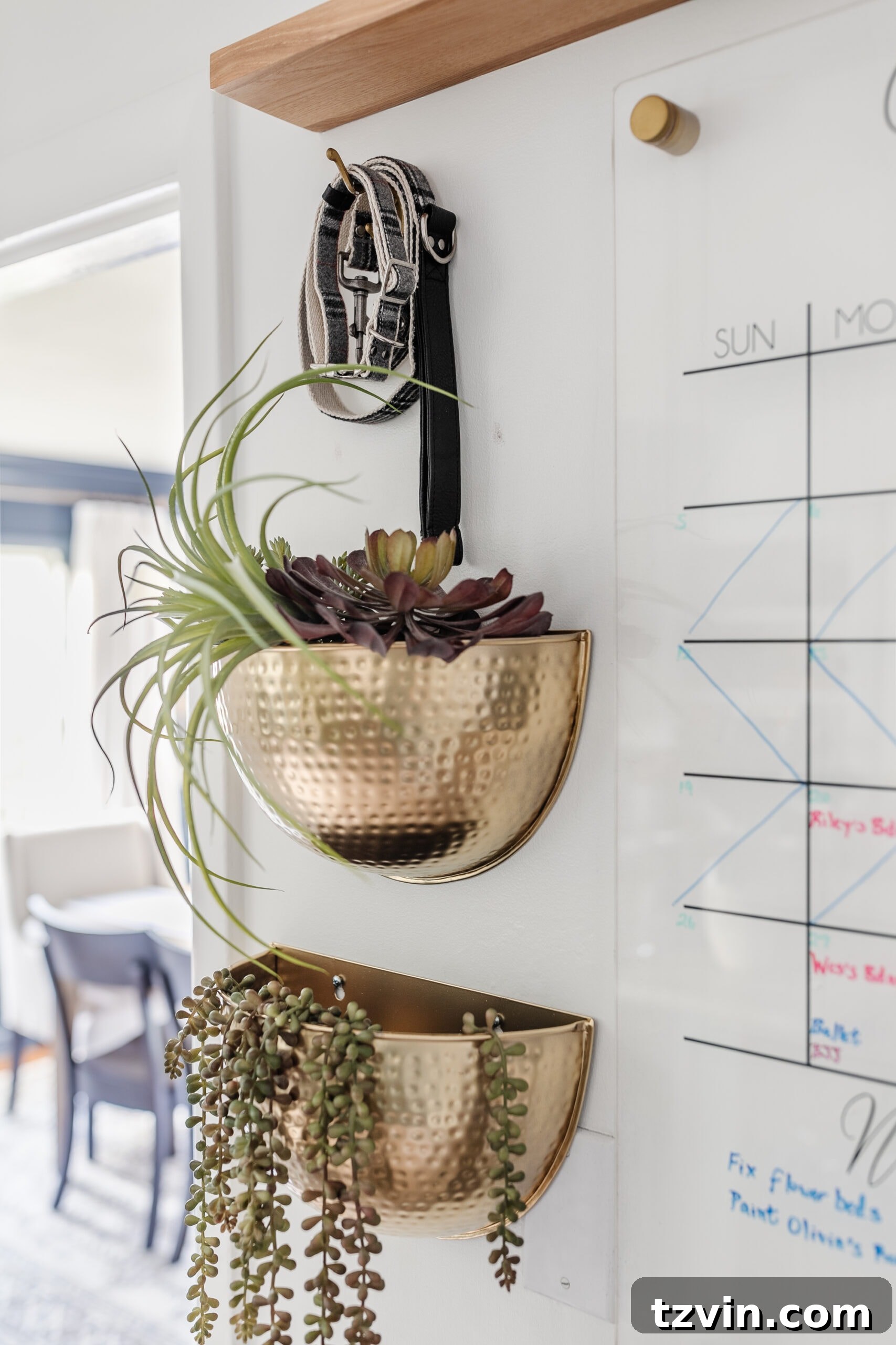 Organizing Your Family: Command Center Essentials 11 hammered brass wall planters with hook for dog leash
