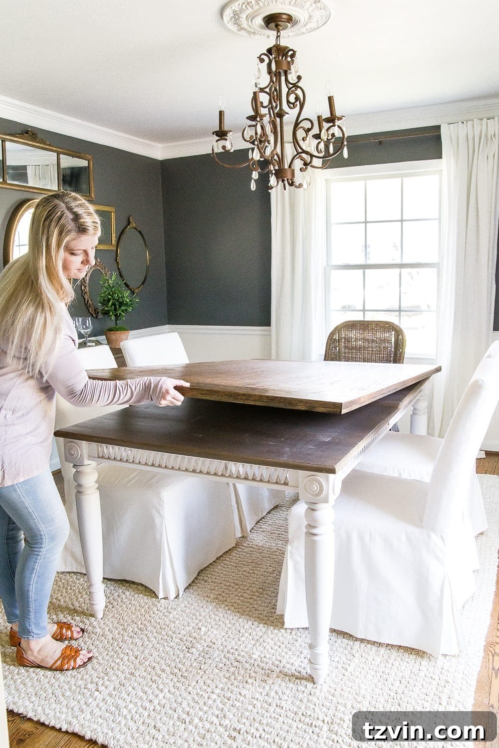 Retrofitted Dining Table: A DIY Project 27 Applying polyurethane with a foam brush