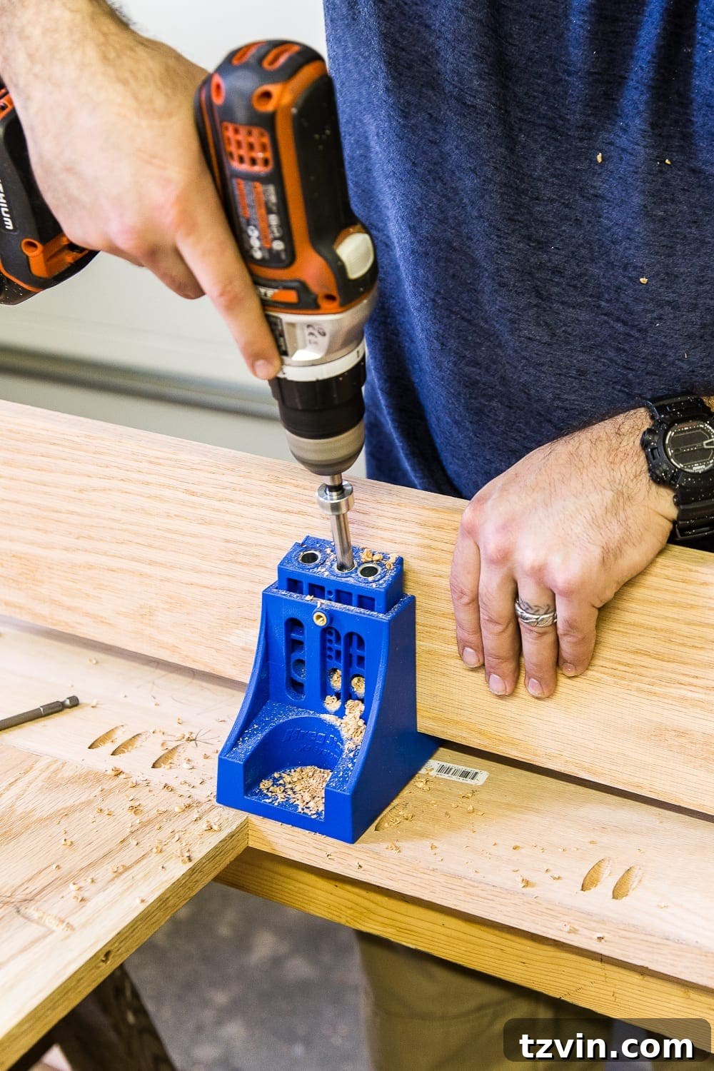 Retrofitted Dining Table: A DIY Project 10 Marking where to drill pocket holes