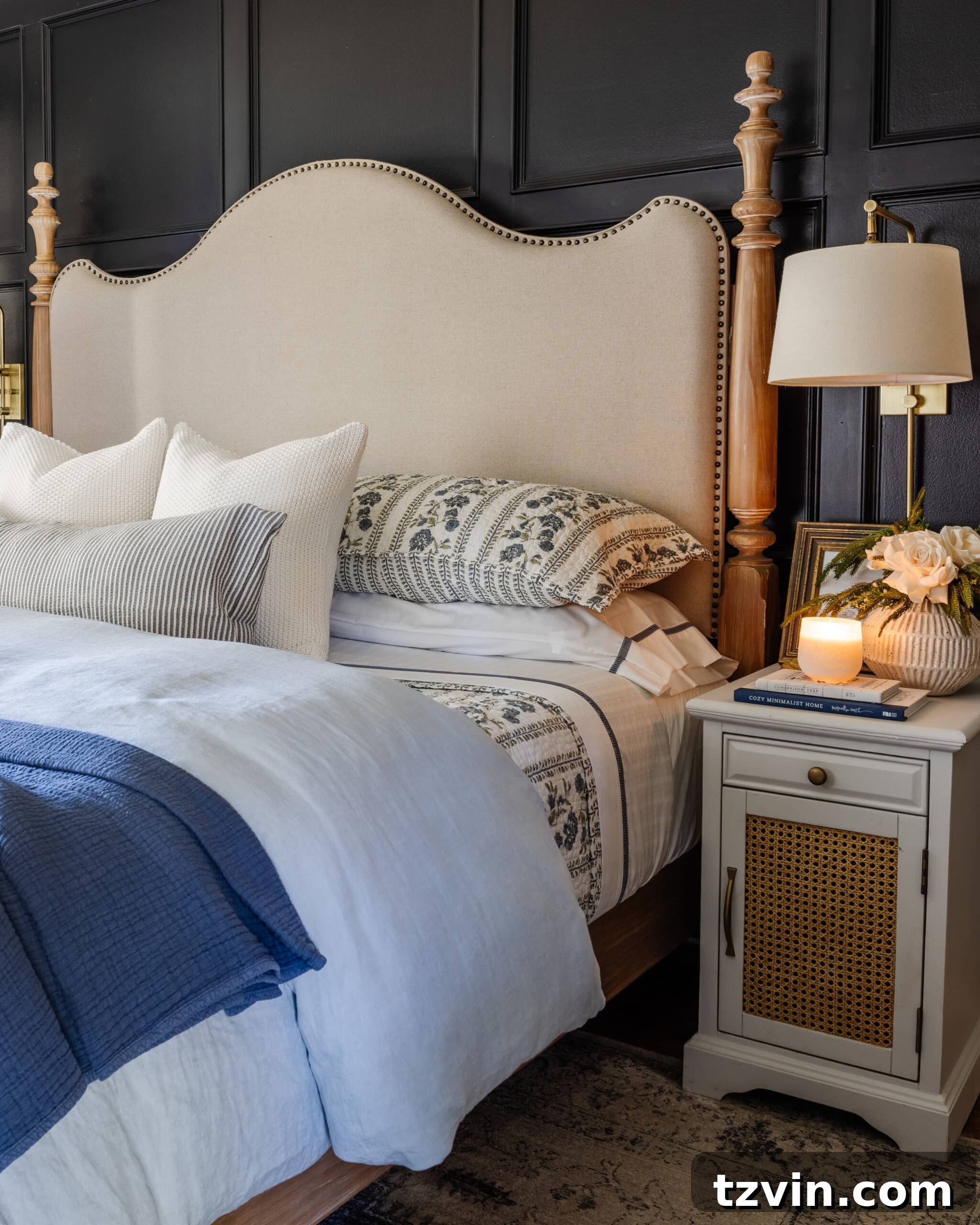 20 Clever Bedside Tables for Compact Bedrooms 4 DIY cane nightstand makeover concealing clutter