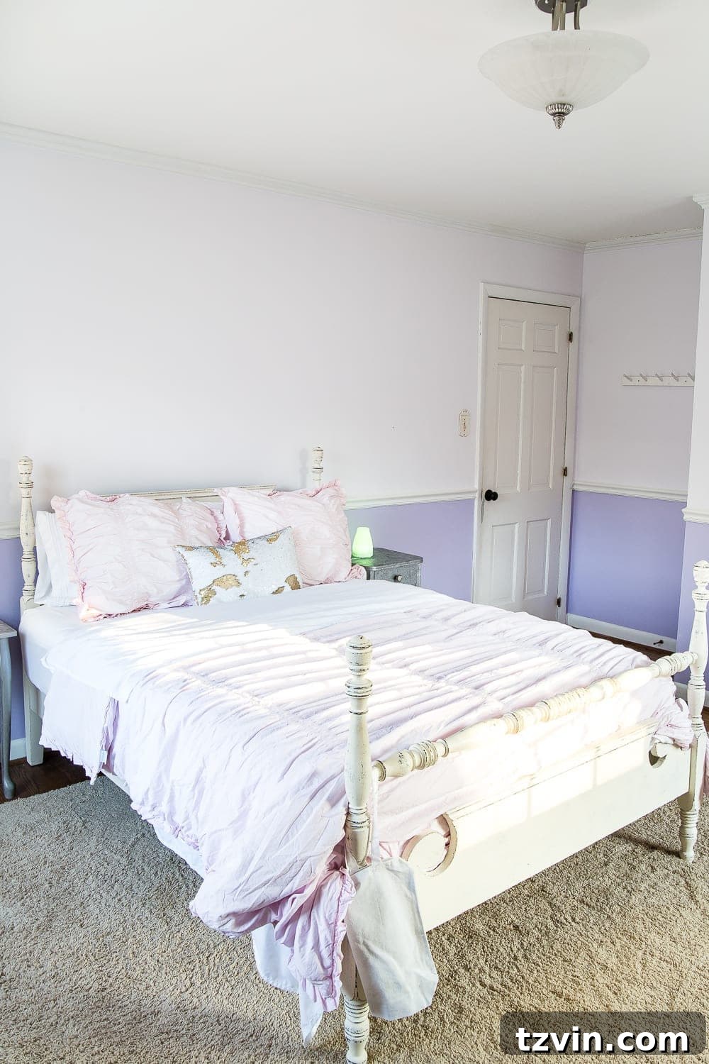 Olivia's Bedroom Transformation: A Baroque Lamp Revival 13 Before shot of a little girl's bedroom, showing a blank canvas awaiting a full design makeover with French and feminine decor elements.