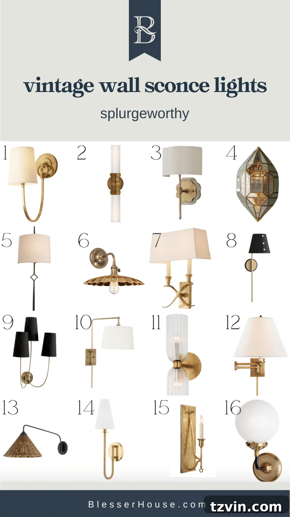 A curated selection of splurge-worthy vintage style wall sconce lights, showcasing high-end design and craftsmanship.