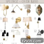 Small thumbnail image showcasing splurge vintage style wall sconce lights over $200.