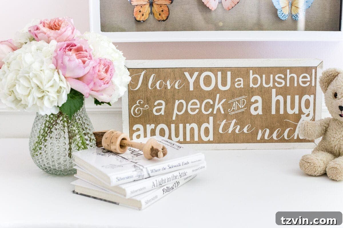 Handcrafted Butterfly Exhibit Frame 9 Sentimental dresser decor, I love you a bushel and a peck sign, personalized kid's room, family heirlooms, unique bedroom accents, storytelling through decor