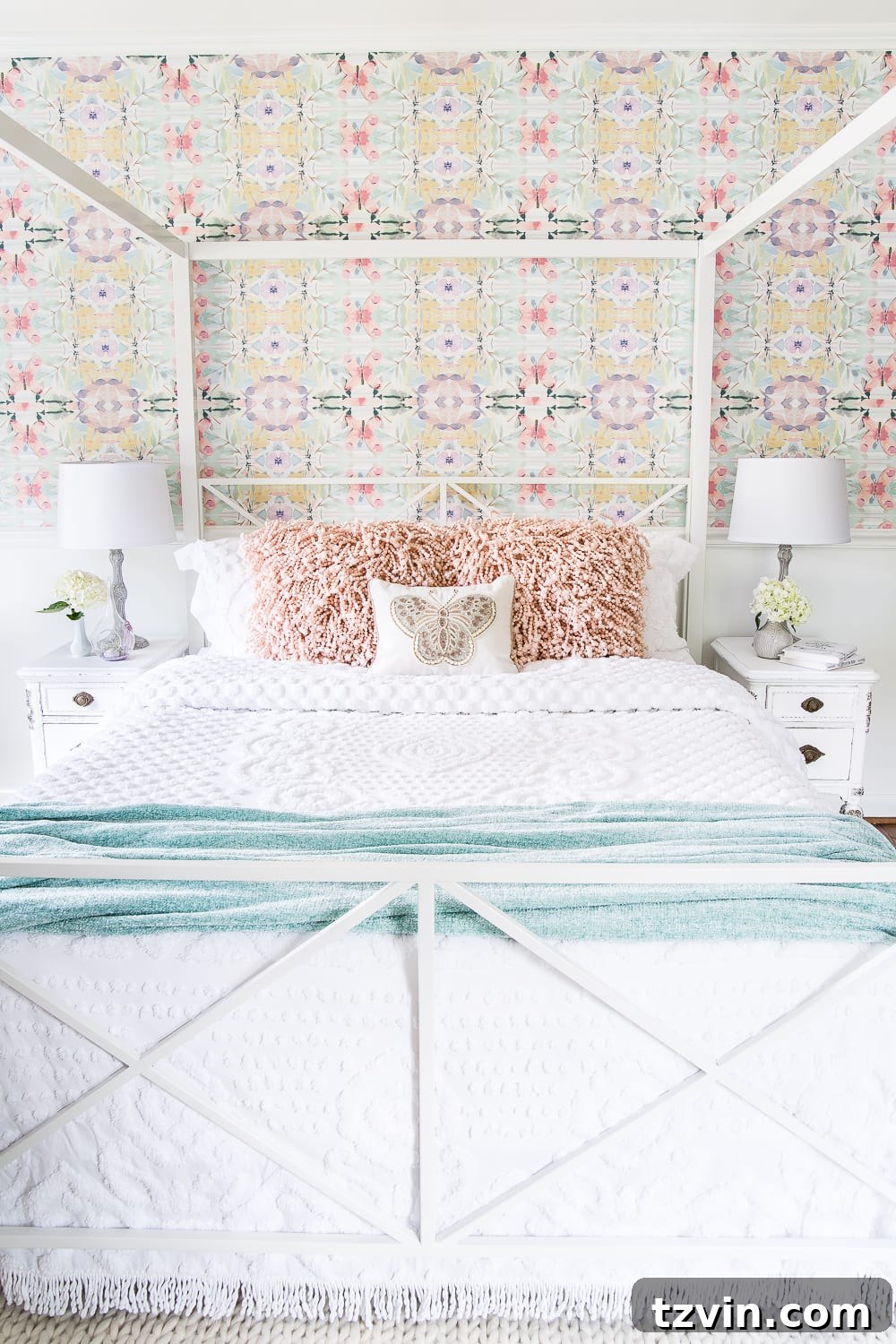 A little girl bedroom makeover with a butterfly theme full of thrifty makeovers, DIYable projects, and Anthropologie style knock-offs. #girlbedroom #littlegirlbedroom #girlroom #littlegirlroom #kidsspaces #kidsdecor #kidsroom #kidsdiy #bedroommakeover #kidsroommakeover #girlbedroommakeover