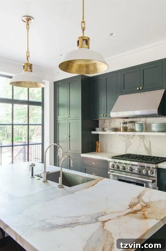 Fresh Green Kitchen Cabinet Ideas 11 Waterworks Wellie cabinets, a vibrant and energetic green, create a fresh and modern kitchen look.