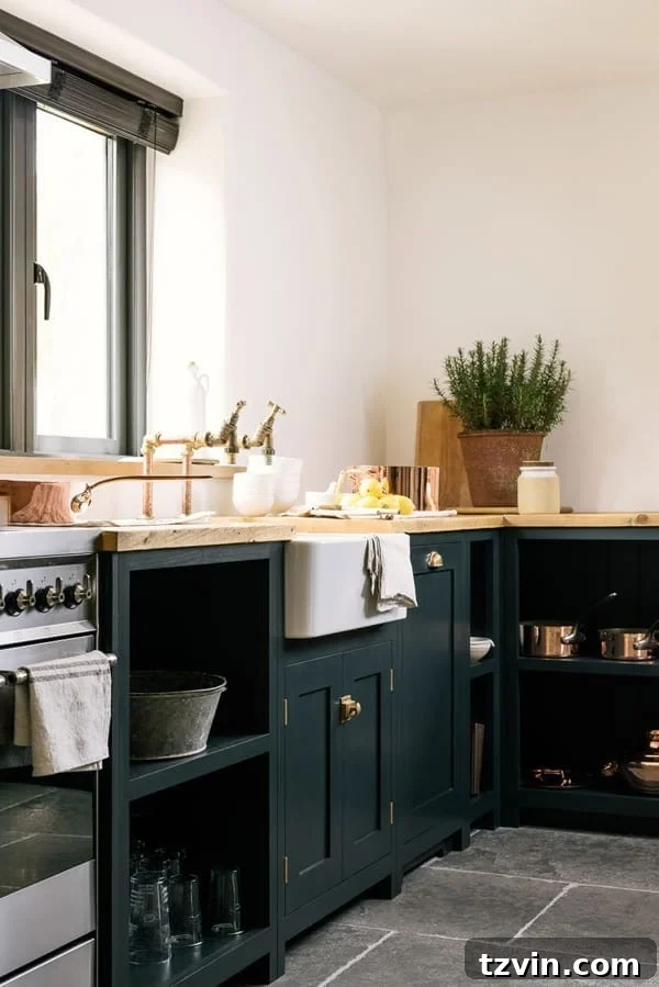 Fresh Green Kitchen Cabinet Ideas 10 DeVOL Pantry Blue cabinets, a soft and inviting green, offer a charming and traditional kitchen design.