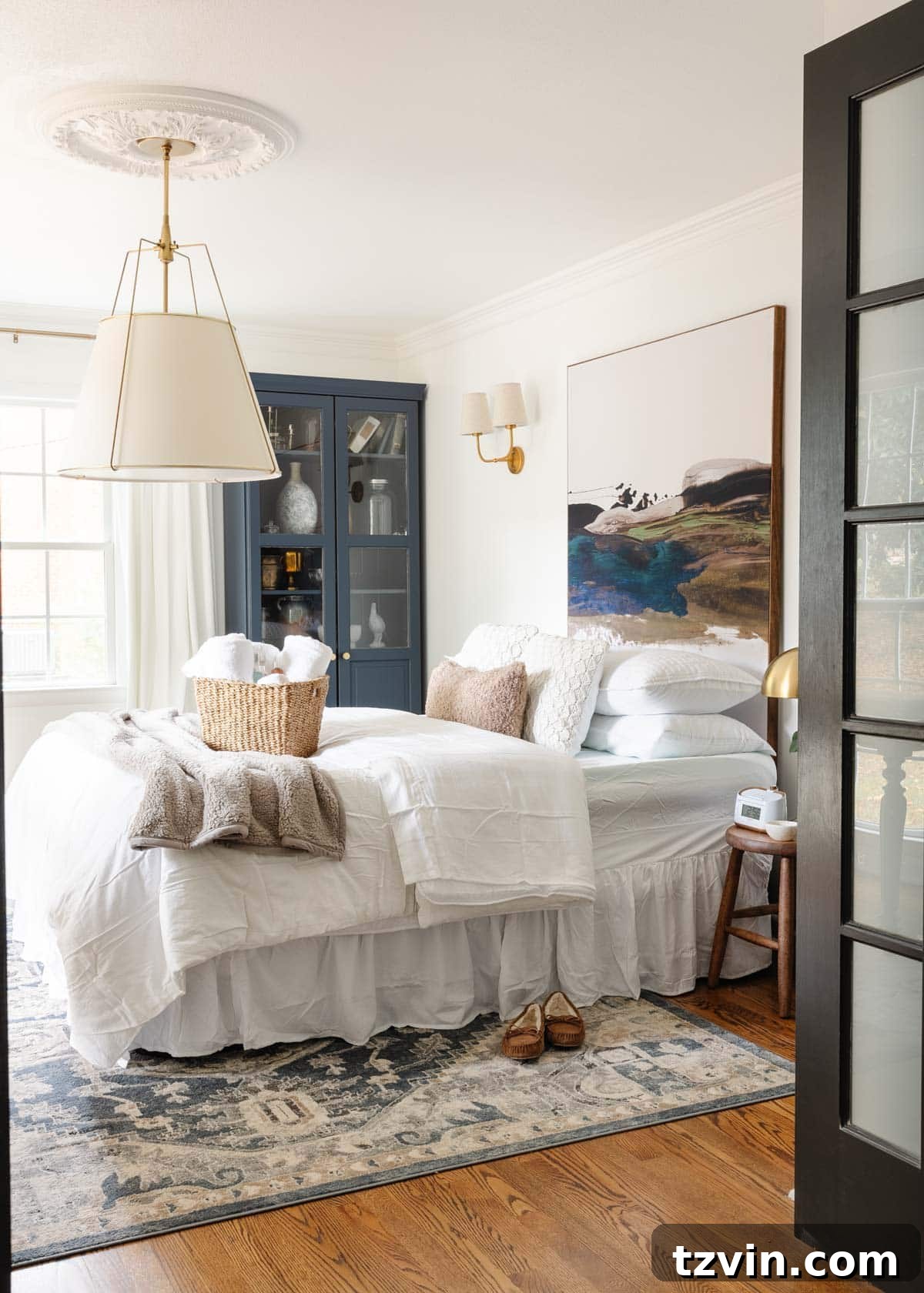 Mastering the Magazine Bed Look 5 Guest bedroom with an air mattress styled with a bed skirt