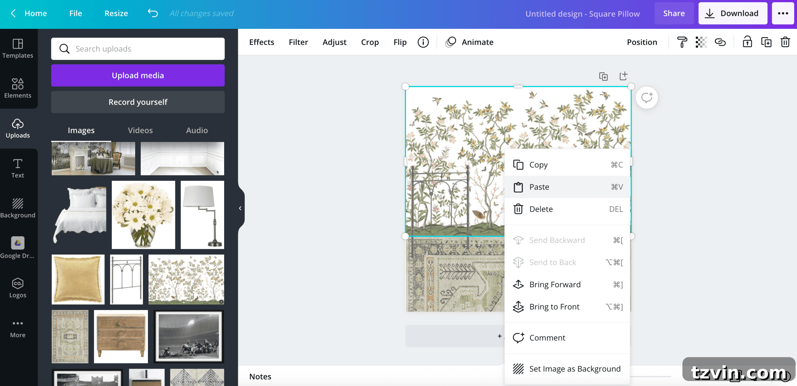 Step-by-step duplication of design elements in Canva