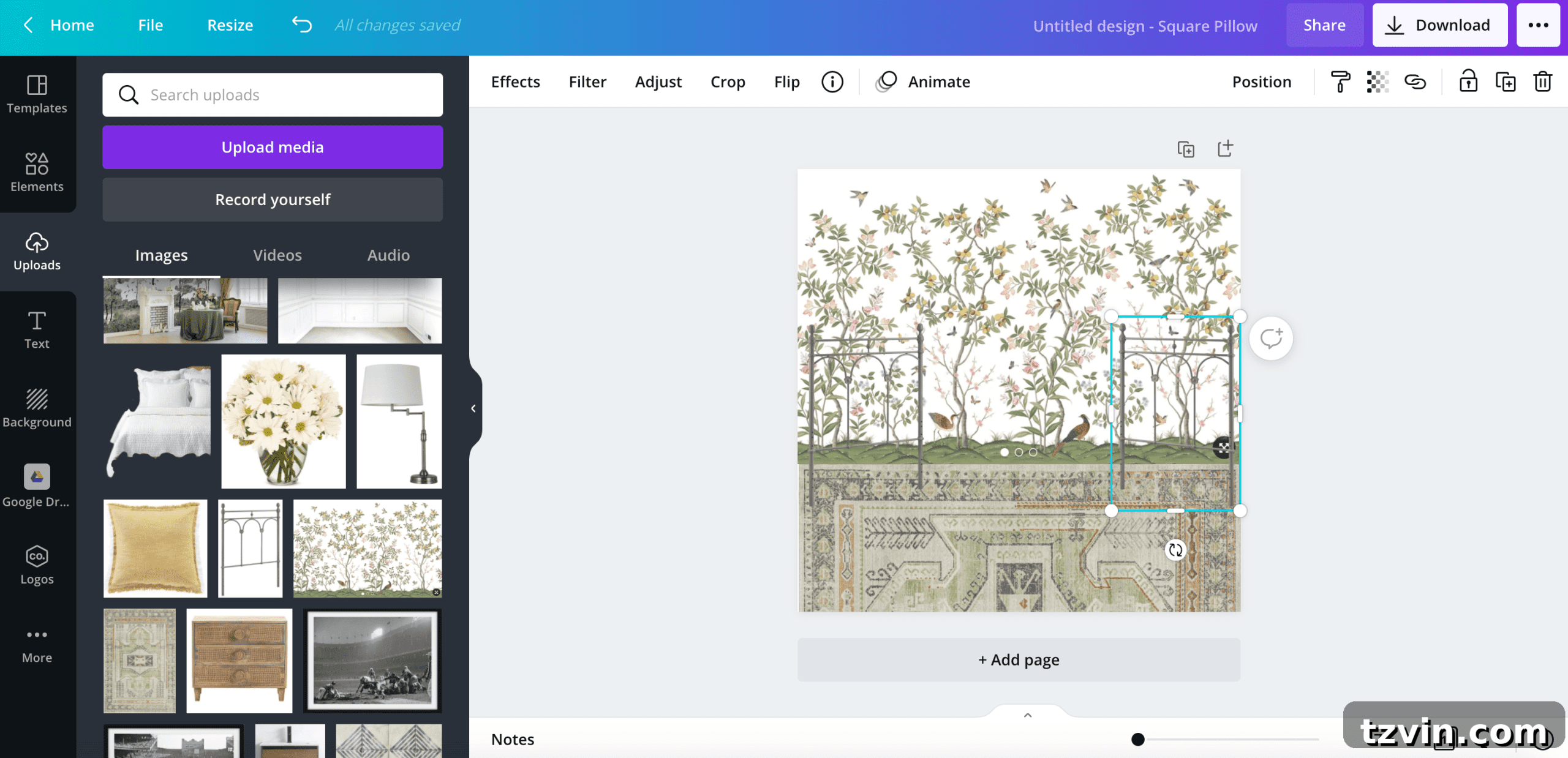 Create Stunning Room Mood Boards with Canva 14 Vertical flip option for images in the Canva app