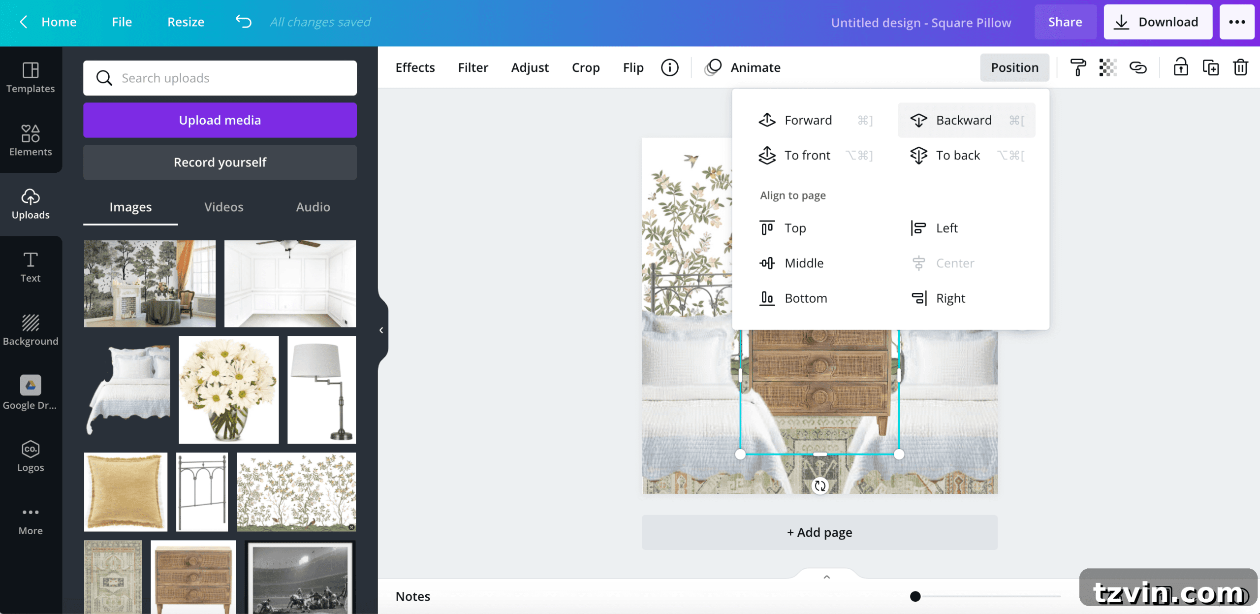 Layering images in Canva to create depth in mood boards
