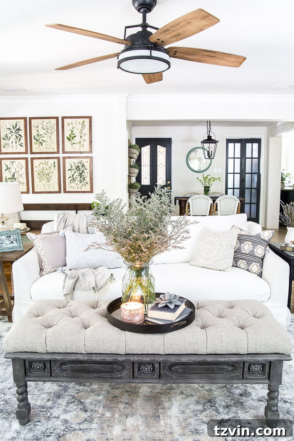 light and airy summer living room