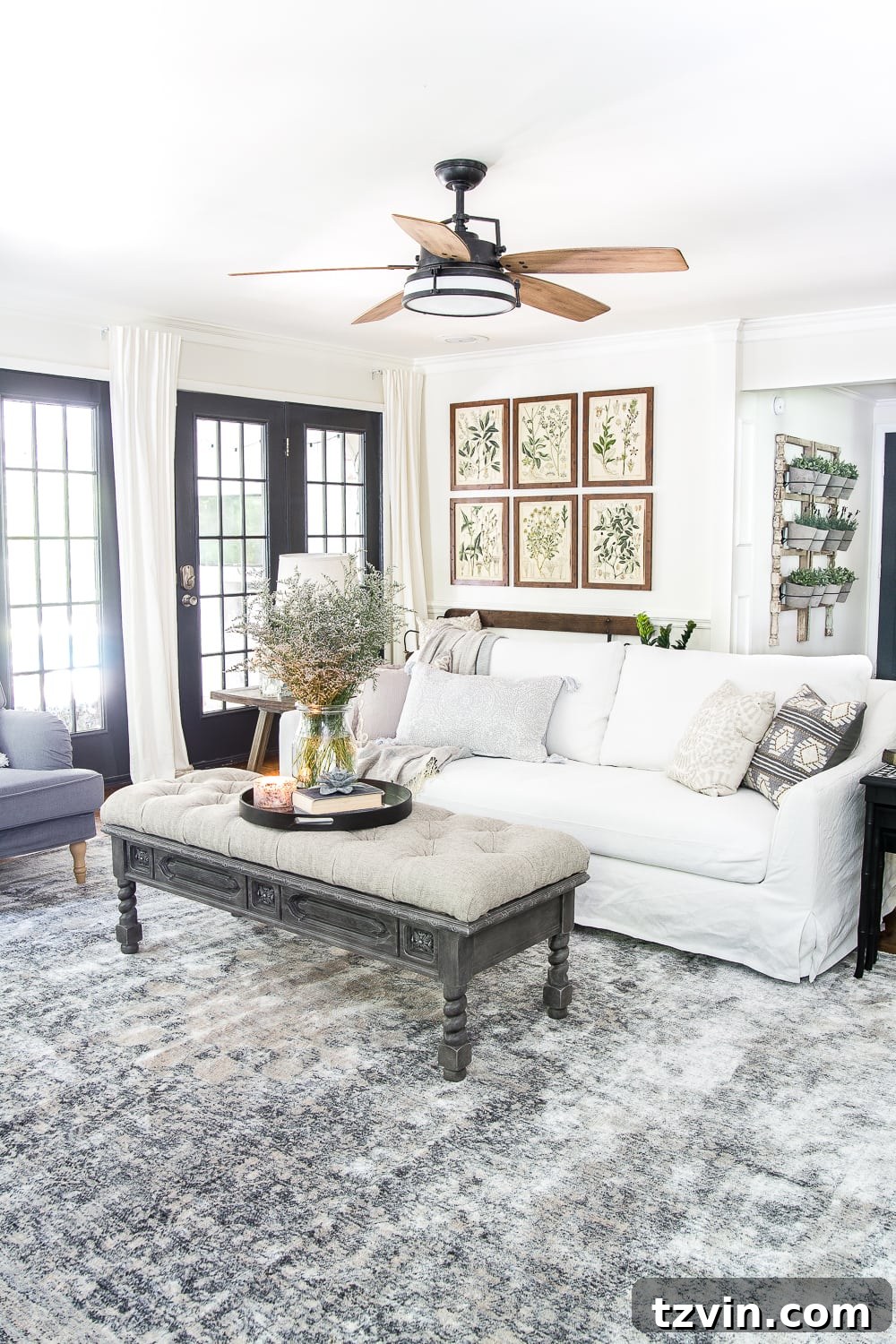IKEA Farlov sofa living room with new custom slipcovers