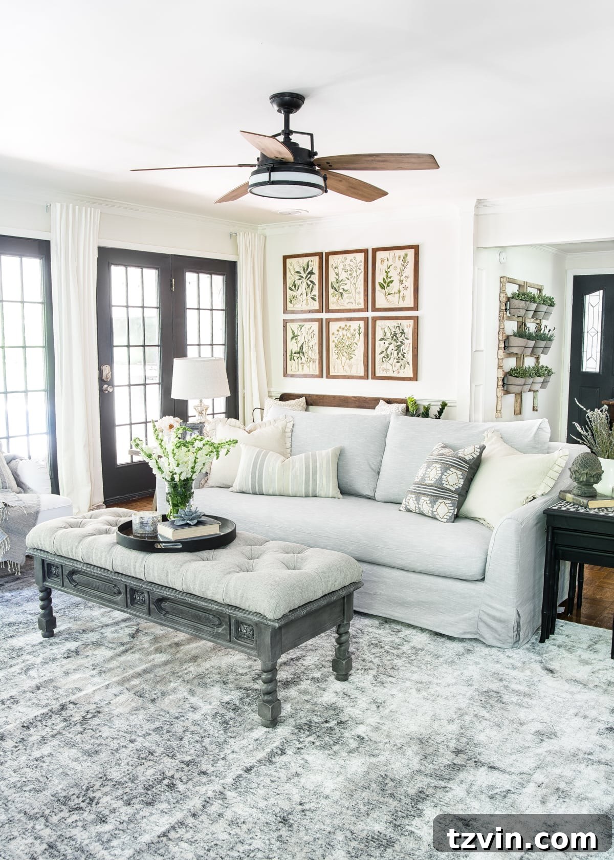 Modern farmhouse neutral living room design