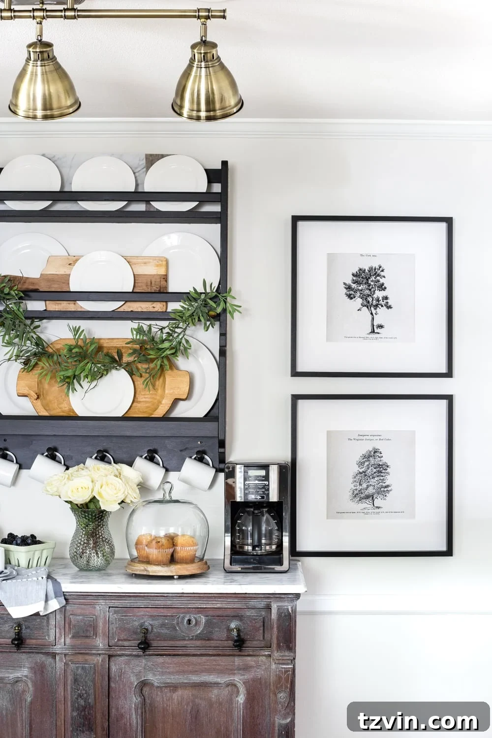 Woodland Wonder Print Pack 5 Framed vintage black and white tree print detail