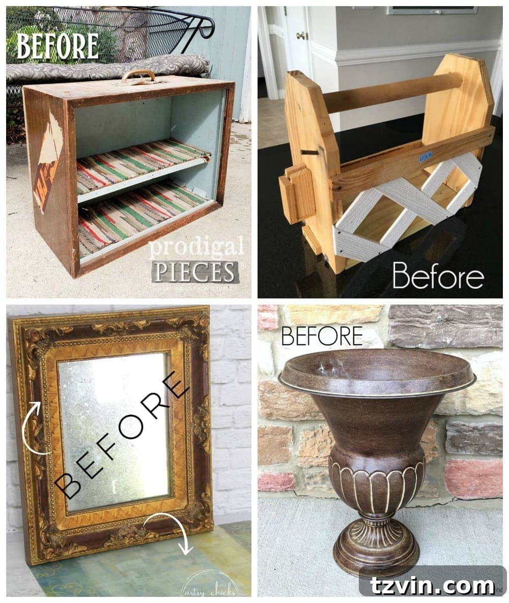 Trash to Treasure Tuesday collage of DIY projects