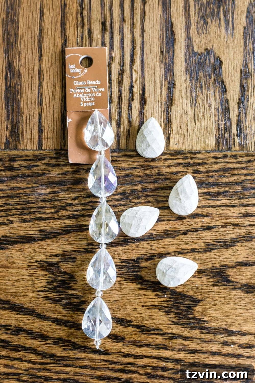 Unpainted and painted beads for French sconce