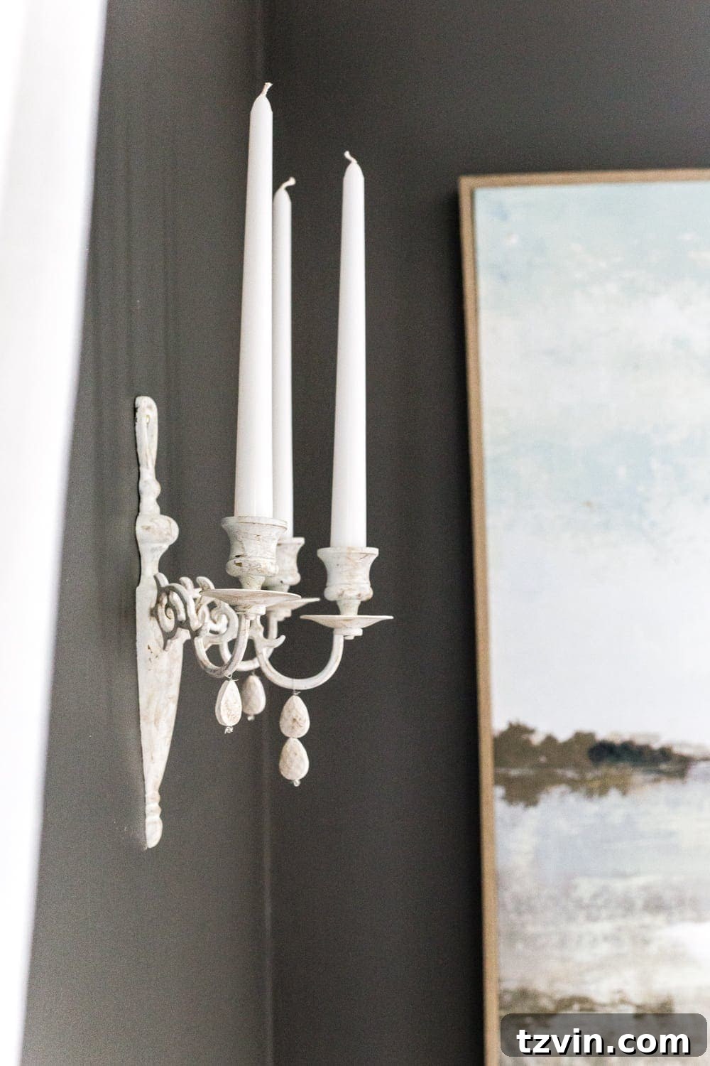 DIY French sconce from 80s brass fixtures, close-up