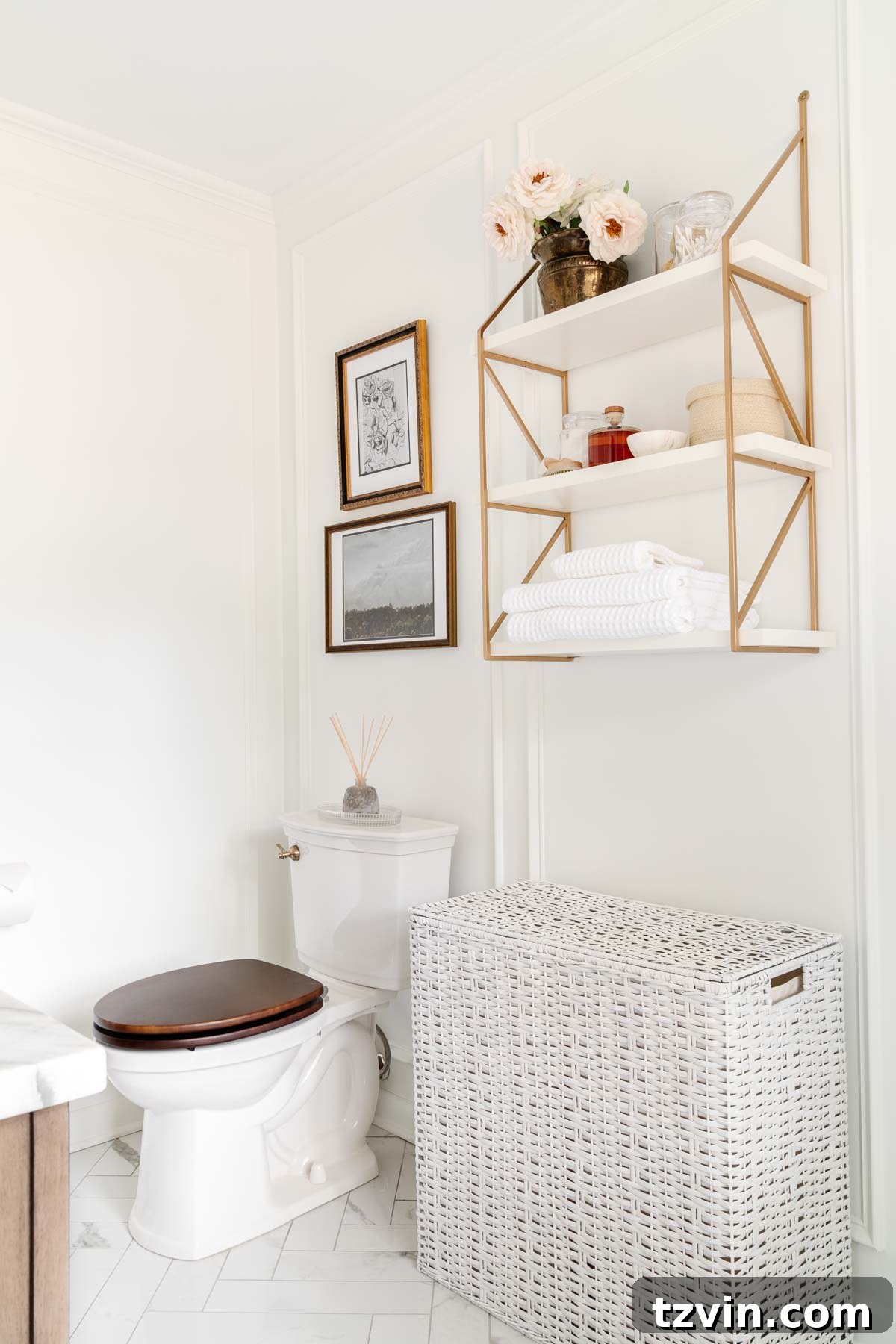 23 Smart Hacks to Make Your Small Room Feel Instantly Bigger 22 small bathroom with wall mounted shelves