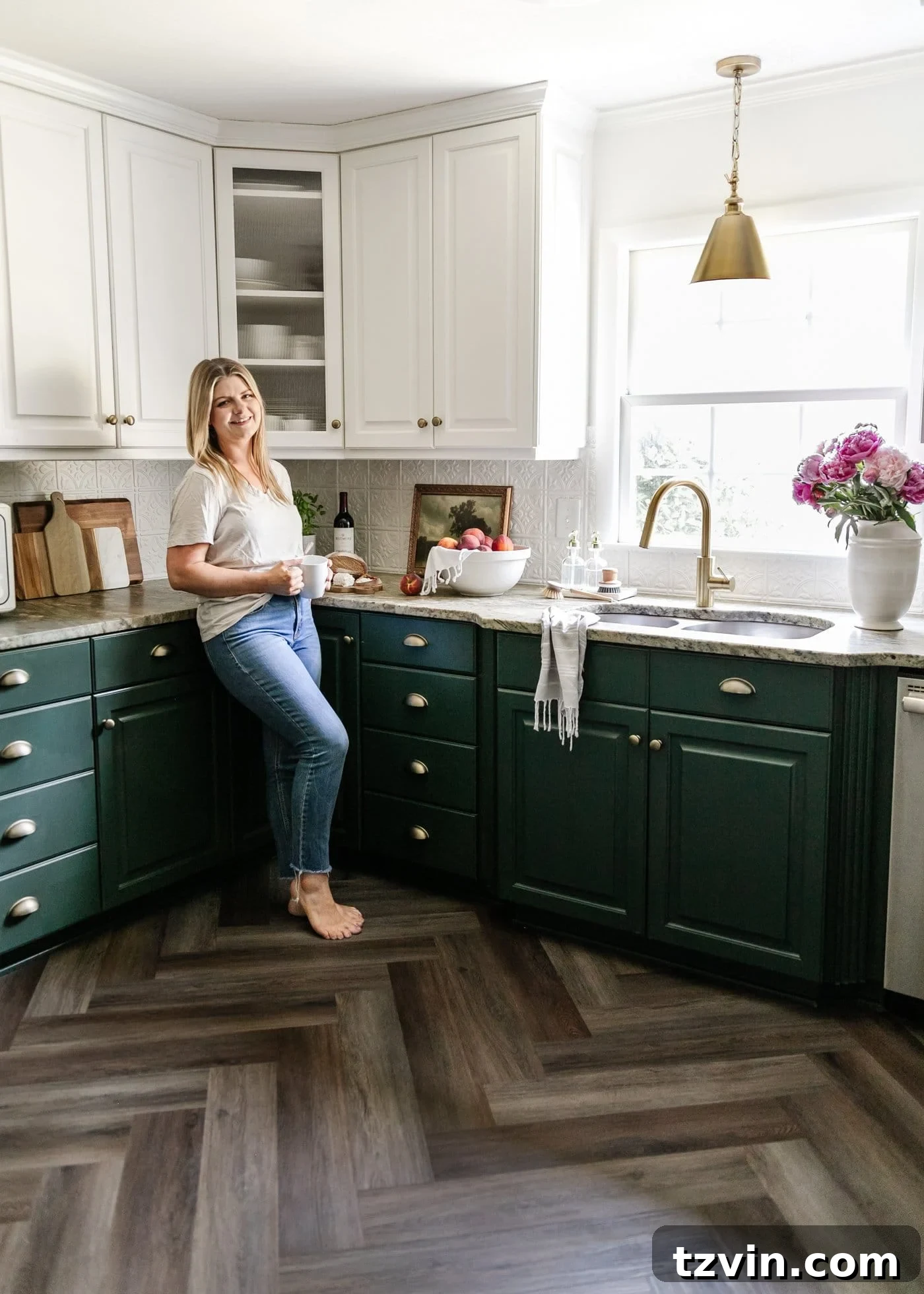 Cozy Cottagecore Kitchen Transformations for Less 22 finished kitchen styled with decor on countertops