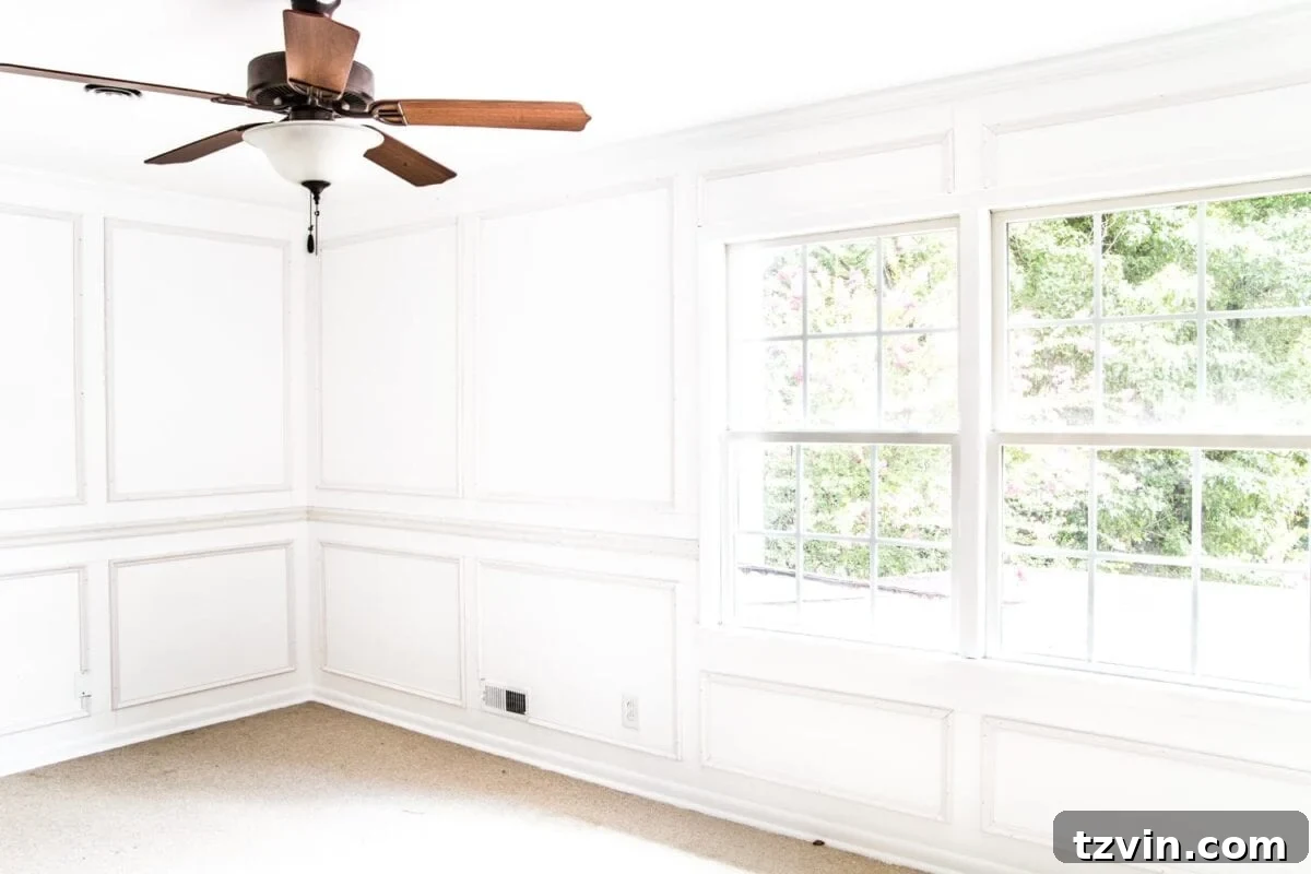 Frame Your Art: DIY Molding Mastery 14 A step-by-step tutorial for hanging picture frame molding wainscoting and a shortcut to make it easier.
