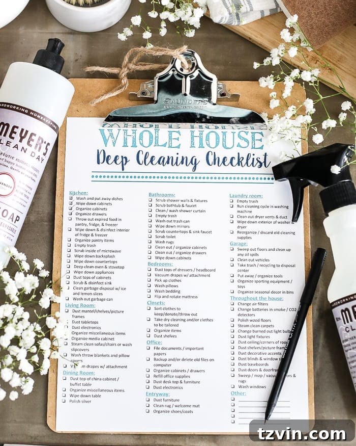 Declutter Your Home: A Printable Guide 13 Deep Cleaning Checklist
